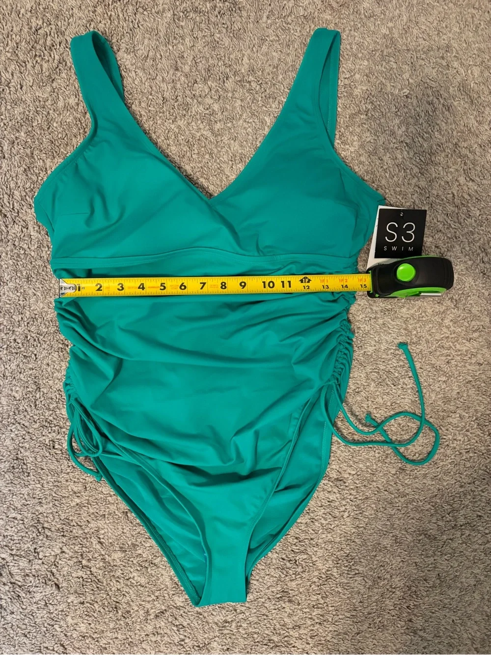 SC3 Swim UPF 50+ Body Sculpting Teal One-Piece Swim Suit with Side Drawstrings